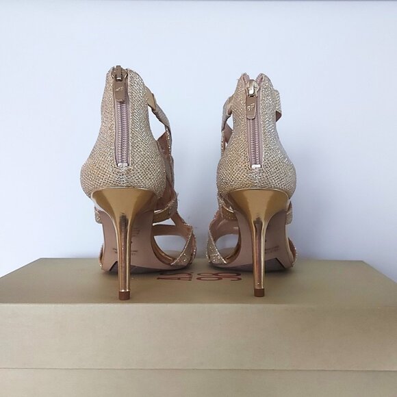 Marc Fisher Nala 3 Gold Strappy Heels - Size 8.5 - Picture 5 of 8
